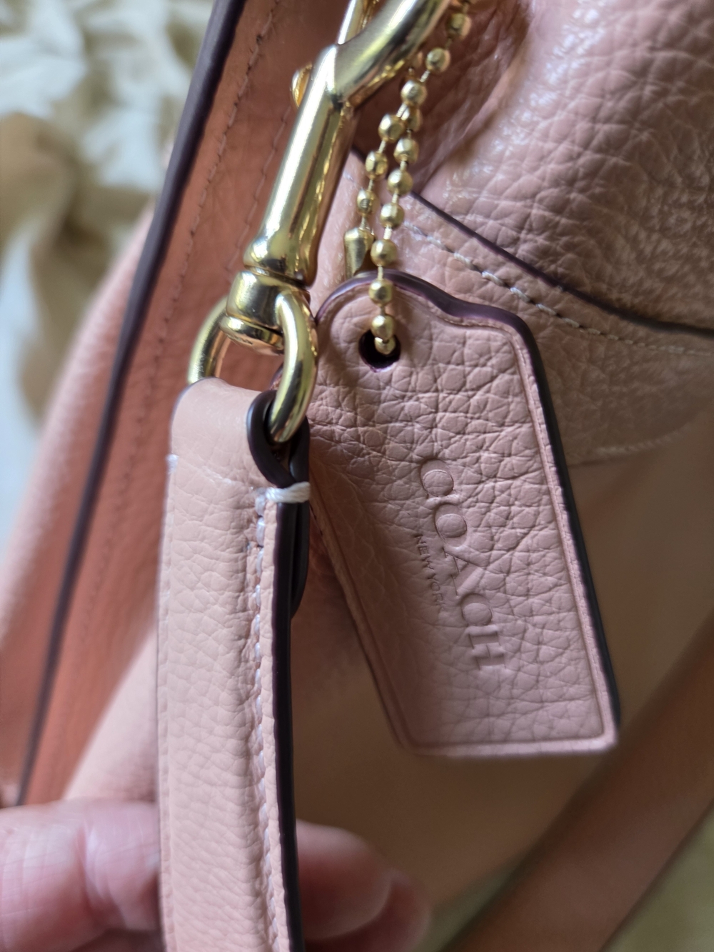 Coach Hanna Pebbled Leather Shoulder Bag in Blush Pink - Picture 2 of 14